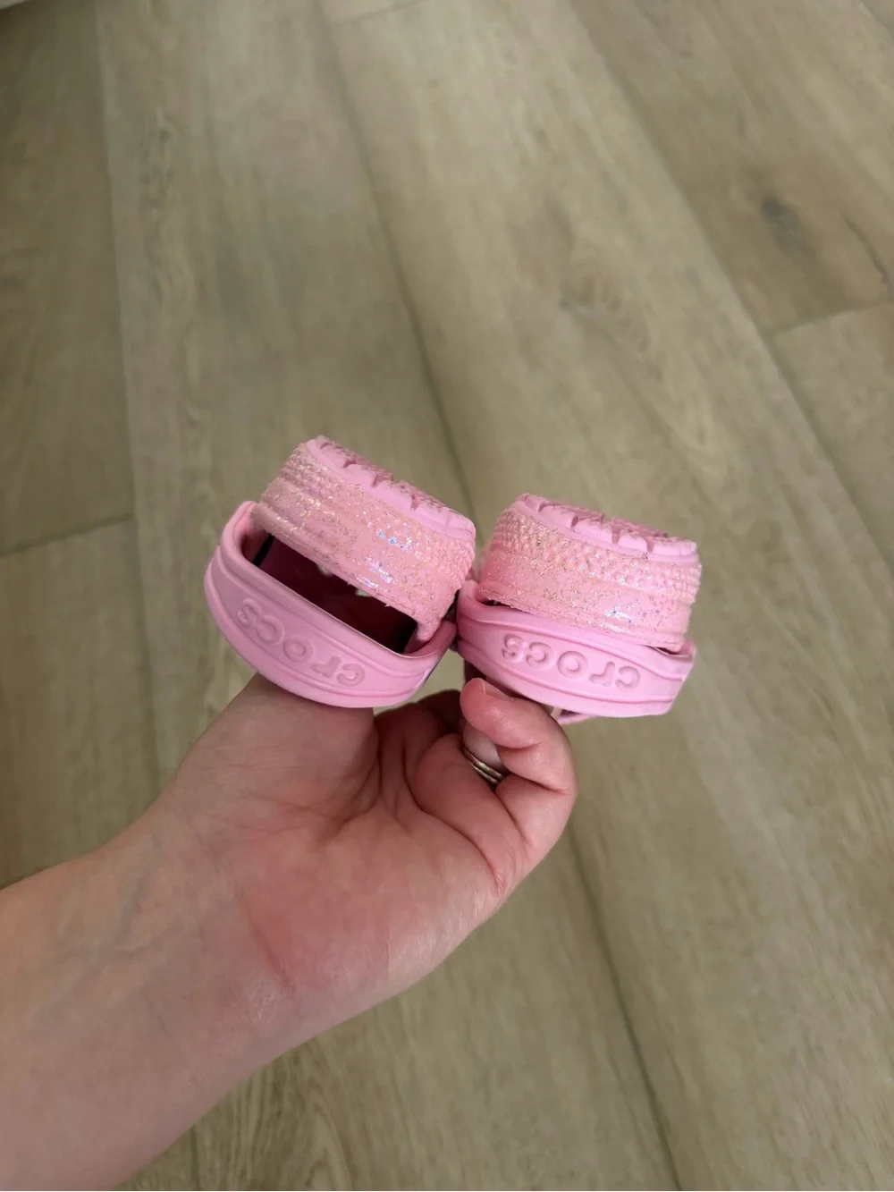5C Crocs Kids Glitter Pink Clog Shoes - Comfortable Slip-On